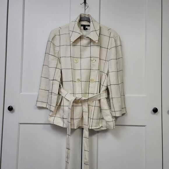 Lauren Ralph Lauren Double Breasted Linen Checked Jacket, XL - Picture 3 of 9